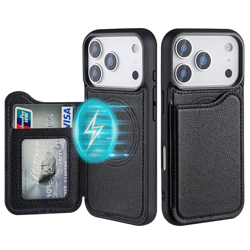 Leather Wallet Card Holder Phone Cover - Casing Ponsel Dompet Kartu Kulit Magnetik